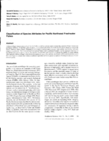 Classification of species attributes for Pacific Northwest freshwater fishes