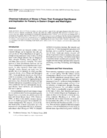 Chemical indicators of stress in trees: their ecological significance and implication for forestry in Eastern Oregon and Washington
