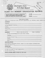 Washington state 4-H club record: Older 4-H member organization reports