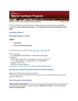 Master Gardener Program Newsletter, October 2017