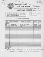 Washington state 4-H club record: Clothing record