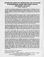 Estimated costs of production for potatoes in Washington, Idaho, Red River Valley, and Maine, 1970-1974
