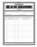 Permanent 4-H Record, Level 2