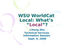 WSU WorldCat Local: What's "Local"?