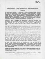 Energy costs of using Columbia river water for irrigation
