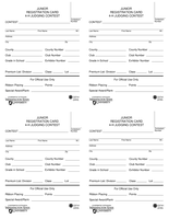 Junior Registration Card 4-H Judging Contest