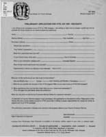 Preliminary application for I.F.Y.E - or Y.D.P. - delegate