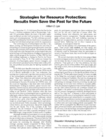 Strategies for Resource Protection: Results from "Save the Past for the Future."