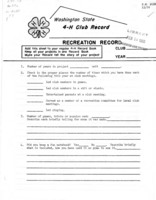 Washington state 4-H club record: Recreation record