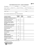 Food Preservation Activity--Judge's Scoresheet