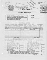Washington state 4-H club record: Dairy record
