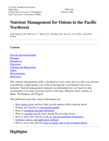 Nutrient Management for Sweet Spanish Onions in the Pacific Northwest