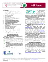 WSU Yakima County Extension 4-H Focus, April 2016