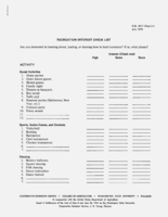Recreation interest check list