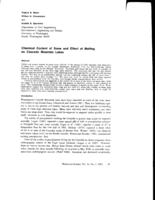 Chemical Content of Snow and Effect of Melting on Cascade Mountain Lakes