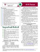 WSU Yakima County Extension 4-H Focus, March 2014