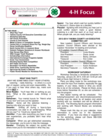 WSU Yakima County Extension 4-H Focus, December 2013