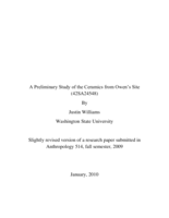 A preliminary study of the ceramics from Owen's Site (42SA24548)