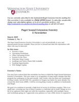 Puget Sound Extension Forestry E-Newsletter, March 2009
