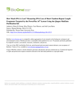 How Much DNA is Lost? Measuring DNA Loss of Short-Tandem-Repeat Length Fragments Targeted by the PowerPlex 16? System Using the Qiagen MinElute Purification Kit