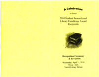 2010 Student Research and Library Excellence Award Program