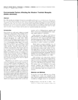 Environmental factors affecting the Western Treehole Mosquito (Aedes sierrensis)