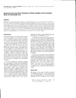 Seasonal and long-term variations in water quality of the Columbia River at Revelstoke, B.C