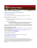 Master Gardener Program Newsletter, December 2015