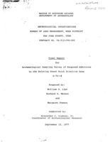 Final report for archaeological sampling survey of proposed additions to the existing Grand Gulch Primitive Area