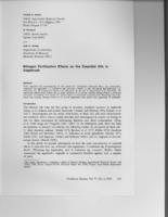 Nitrogen Fertilization Effects on the Essential Oils in Sagebrush