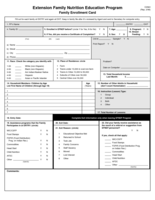 EFNEP Family Enrollment Card