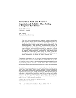 Hierarchical Rank and Women's Organizational Mobility:Glass Ceilings in Corporate Law Firms