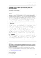 Systematic reviews in theory and practice for library and information studies