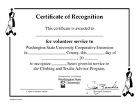 Certificate of Appreciation: Clothing and Textile Advisor