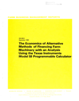 The economics of alternative methods of financing farm machinery with an analysis using the Texas instruments model 59 programmable calculator