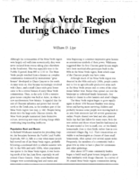 The Mesa Verde Region During Chaco Times