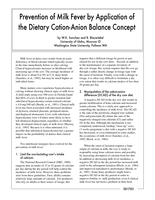 Prevention of Milk Fever by Application of Dietary Cation-Anion Balance Concept