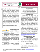 WSU Yakima County Extension 4-H Focus, April 2013