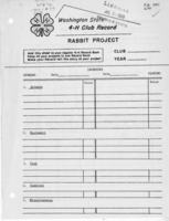 Washington state 4-H club record: Rabbit project