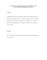 Information Literacy Instruction: The First Five Minutes of Class