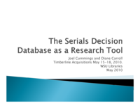 The Serials Decision Database as a Research Tool