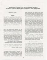 Behavioral Correlates of Population Growth: A speculative example from the Middle Chattahoochee