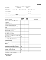 Bread Activity--Judge's Scoresheet
