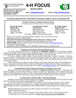 WSU Klickitat County Extension 4-H Focus, August 2014