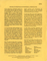 The role of perception in interpersonal communication