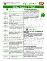 WSU Kittitas County Extension 4-H Focus, August-September 2018