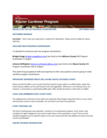 Master Gardener Program Newsletter, September 2016