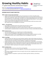 Growing Healthy Habits Objectives