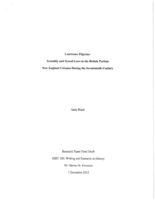Lascivious Pilgrims: Sexuality and Sexual Laws in the British Puritan New England Colonies During the Seventeenth-Century