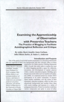 Examining the apprenticeship of observation with preservice teachers:  The practice of blogging to facilitate autobiographical reflection and critique